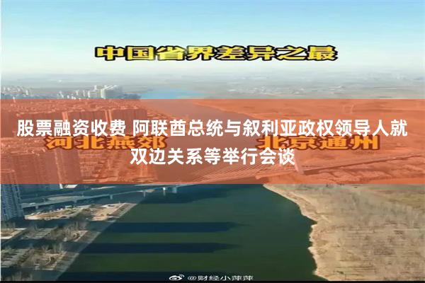 股票融资收费 阿联酋总统与叙利亚政权领导人就双边关系等举行会谈