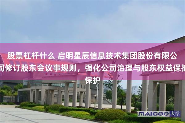 股票杠杆什么 启明星辰信息技术集团股份有限公司修订股东会议事规则，强化公司治理与股东权益保护