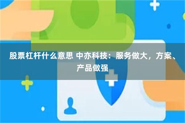 股票杠杆什么意思 中亦科技：服务做大，方案、产品做强