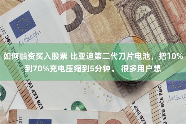 如何融资买入股票 比亚迪第二代刀片电池，把10%到70%充电压缩到5分钟。 很多用户想