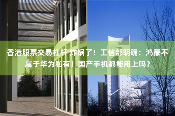 香港股票交易杠杆 炸锅了！工信部明确：鸿蒙不属于华为私有！国产手机都能用上吗？