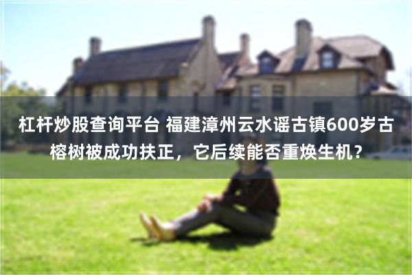 杠杆炒股查询平台 福建漳州云水谣古镇600岁古榕树被成功扶正，它后续能否重焕生机？
